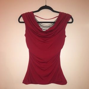 BCX Red Blouse with Beaded Back